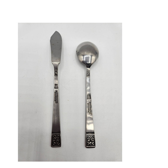 Custom Design CUD1 Jelly Spoon and Butter Spreader Lot of 2 Stainless - Picture 2 of 3